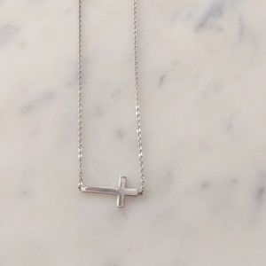 Dainty Sideways Cross Necklace